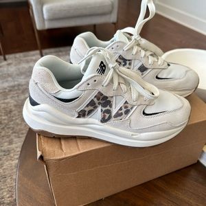 New Balance 57/40 leopard print sneakers, size 8 1/2
